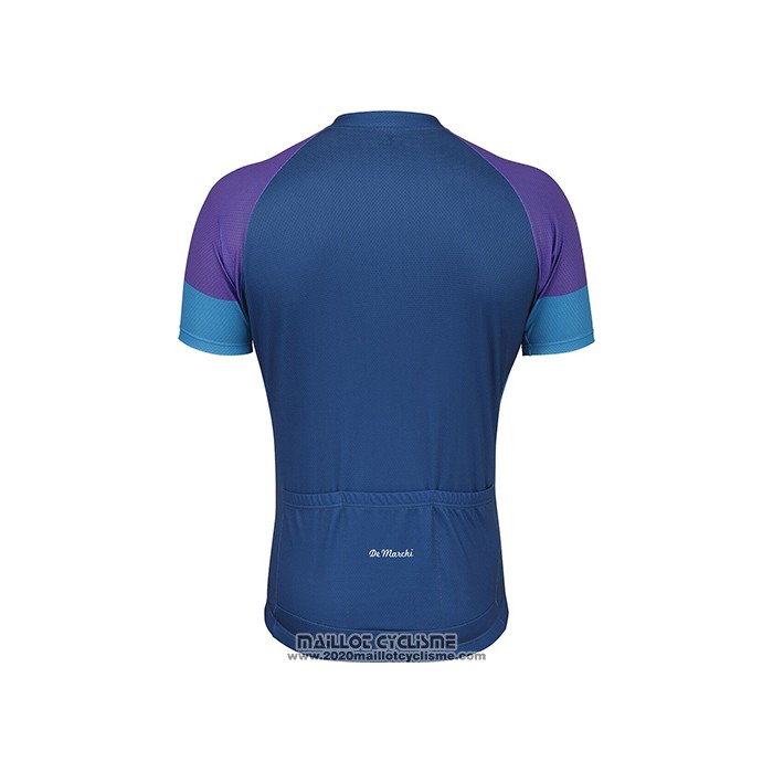 2021 Maillot Cyclisme de Marchi Violet Jaune Bleu Manches Courtes et Cuissard